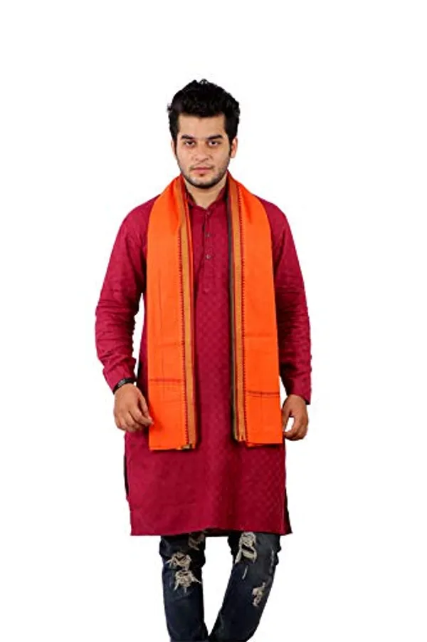 Maroon_&_Orange_Cotton_Kurta_Set_For_Men