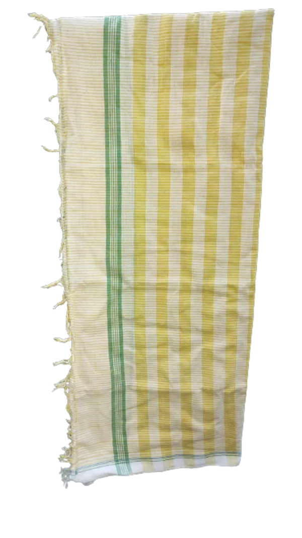 Yellow_&_White_&_Green_Cotton_Lungi_For_Men