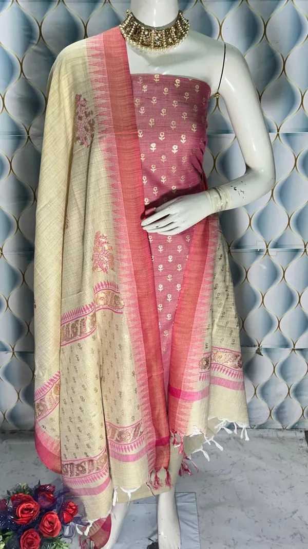 Peach_Baby_Pink_Silk_Unstitched_Suit_Set_For_Women