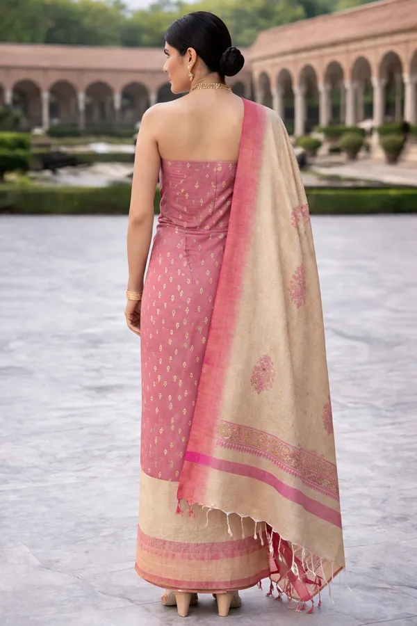 Peach_Baby_Pink_Silk_Unstitched_Suit_Set_For_Women