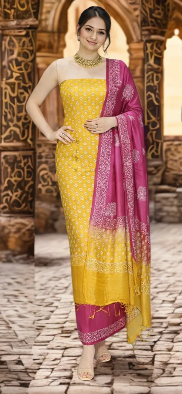Mustard_&_Red_Cotton_Dress_Material_For_Women