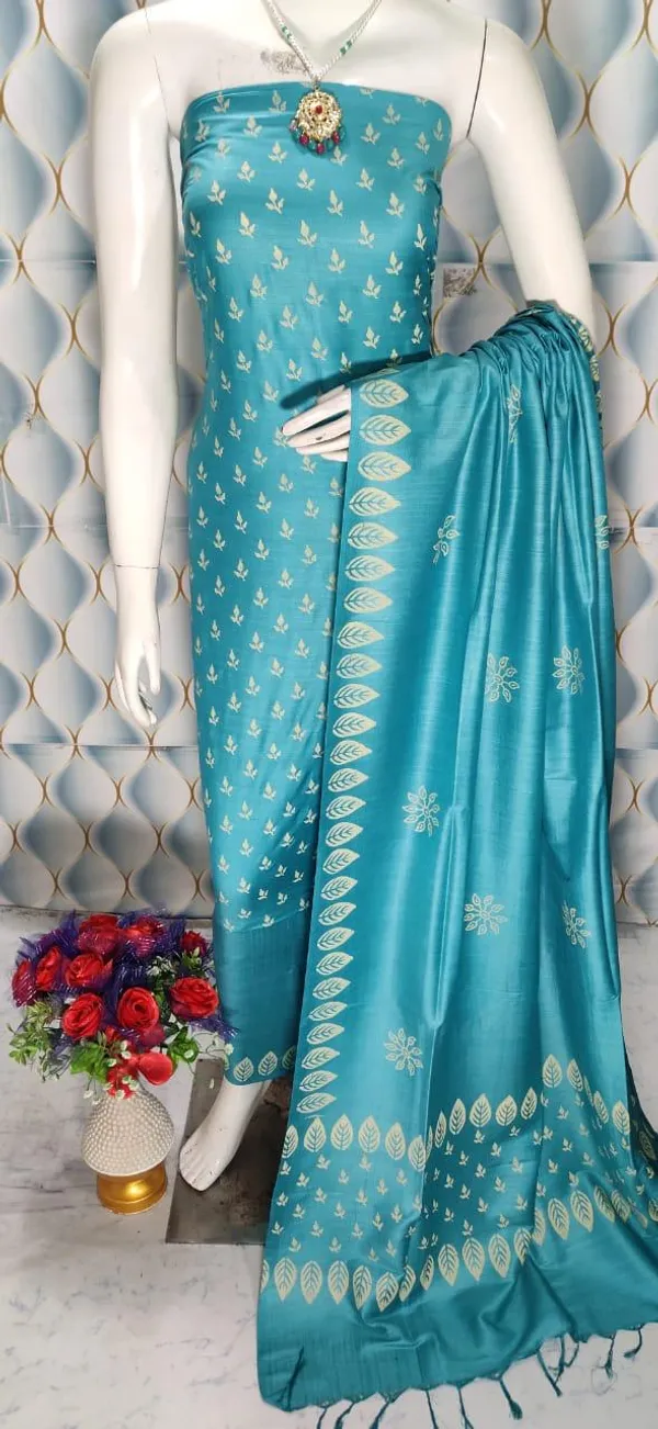 Turquoise_Blue_&_Gold_Silk_Unstitched_Suit_Set_For_Women