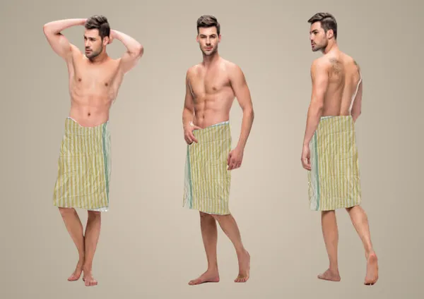 Yellow_&_White_&_Green_Cotton_Lungi_For_Men