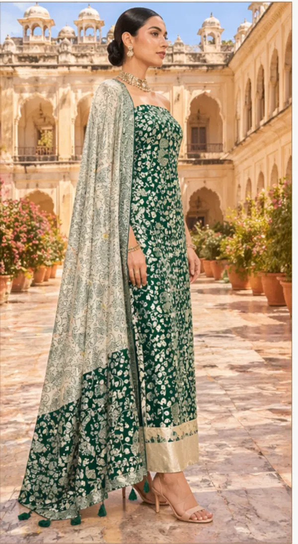 Green_Banarasi_Silk_Suit_For_Women_(Unstitched)