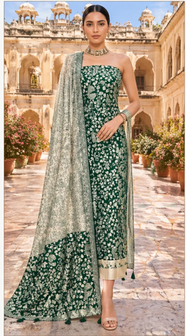 Green_Banarasi_Silk_Suit_For_Women_(Unstitched)