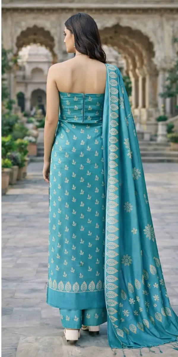 Turquoise_Blue_&_Gold_Silk_Unstitched_Suit_Set_For_Women