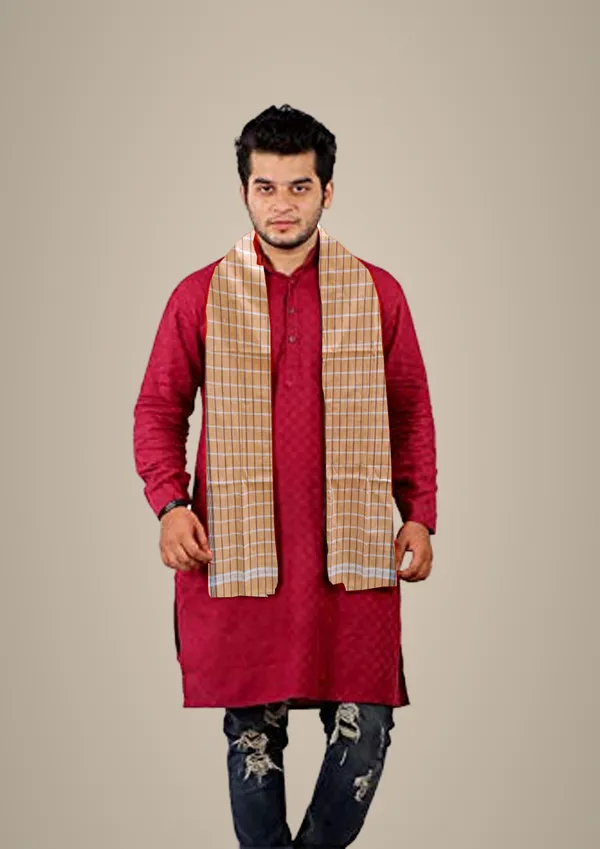 Beige_&_Brown_Cotton_Towel_Wrap_For_Men_&_Women