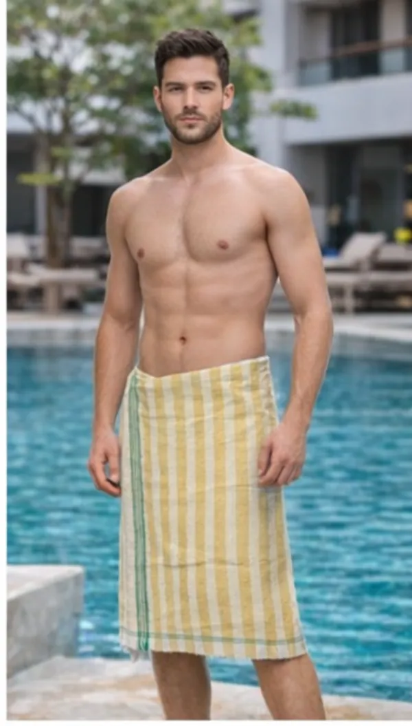 Yellow_&_Green_Cotton_Checkered_Towel_With_Tassels_For_Men