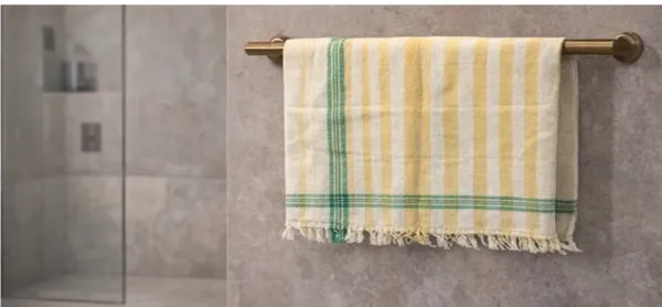 Yellow_&_Green_Cotton_Checkered_Towel_With_Tassels_For_Men