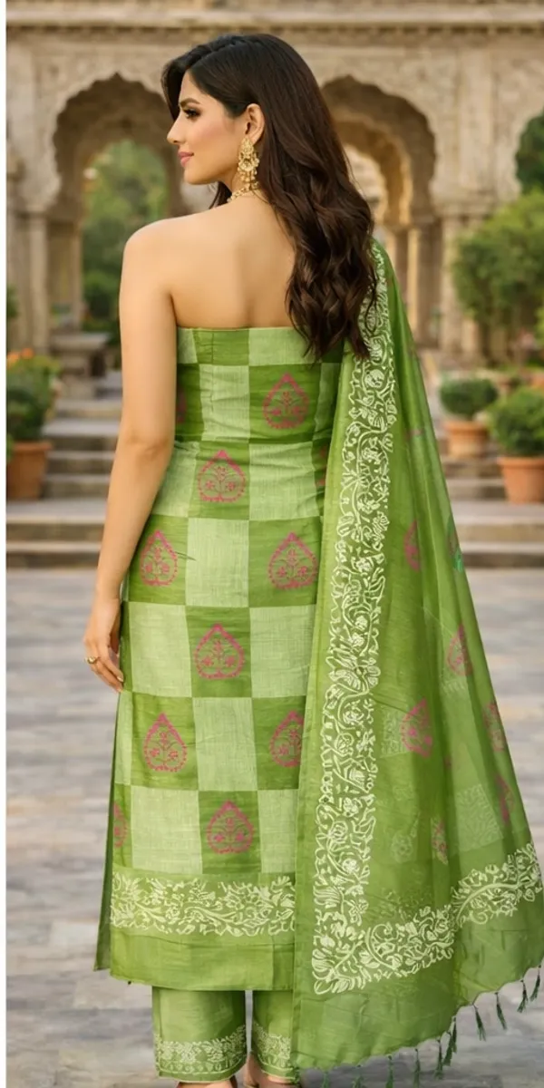Green_Cotton_Unstitched_Suit_Set_For_Women