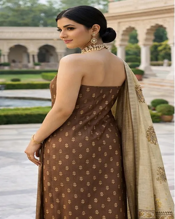 Brown_Chanderi_Cotton_Unstitched_Suit_Set_For_Women