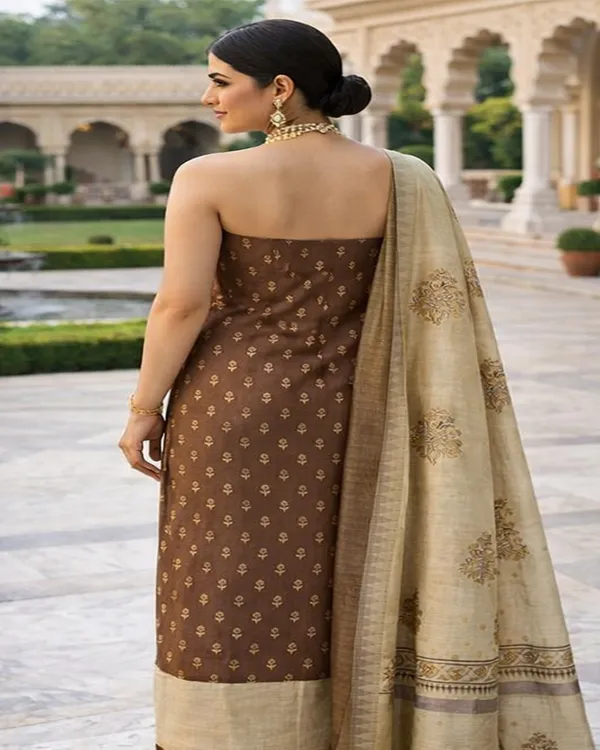 Brown_Chanderi_Cotton_Unstitched_Suit_Set_For_Women
