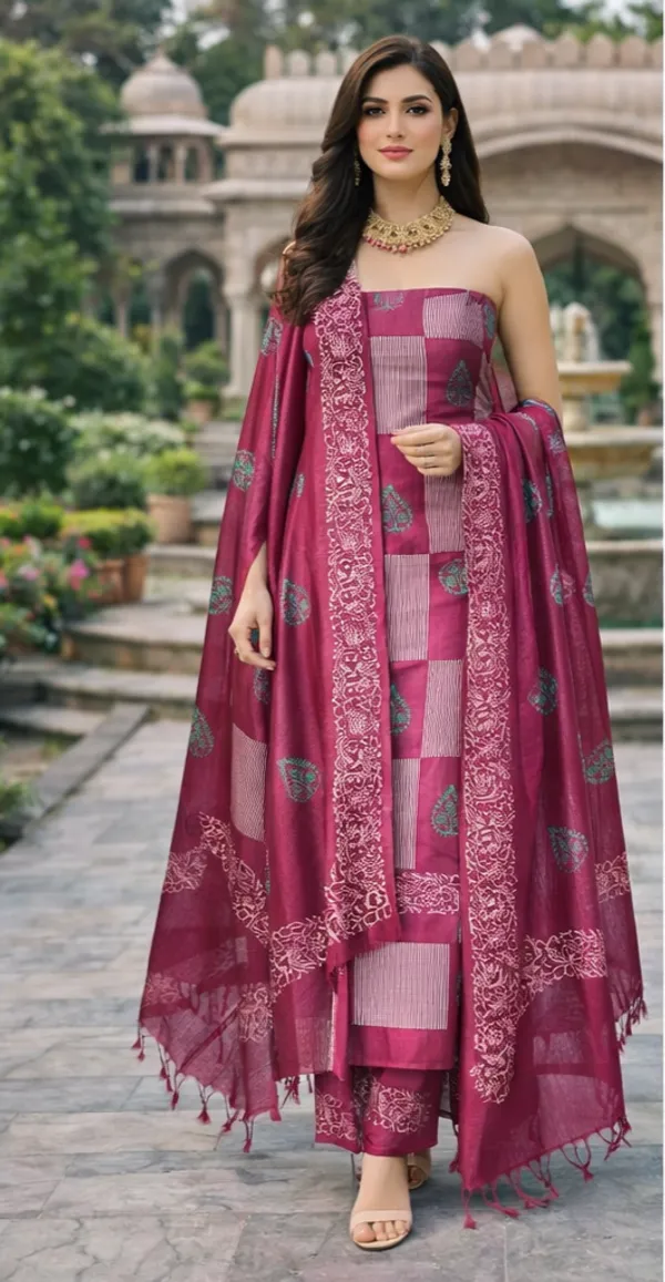 Magenta_Cotton_Unstitched_Suit_Set_For_Women