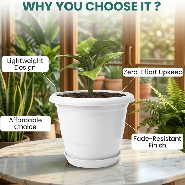 White_Plastic_Premium_Planter_For_Balcony,_Garden_And_Home_Decor