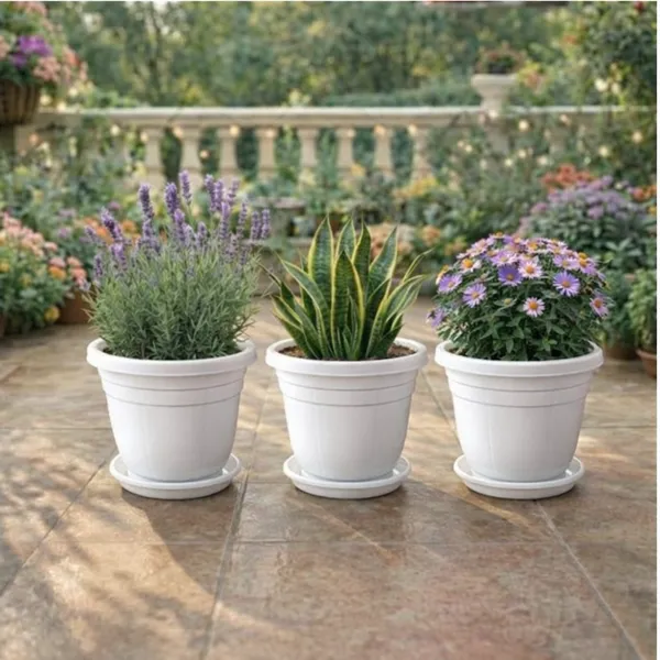 White_Plastic_Premium_Planter_For_Balcony,_Garden_And_Home_Decor