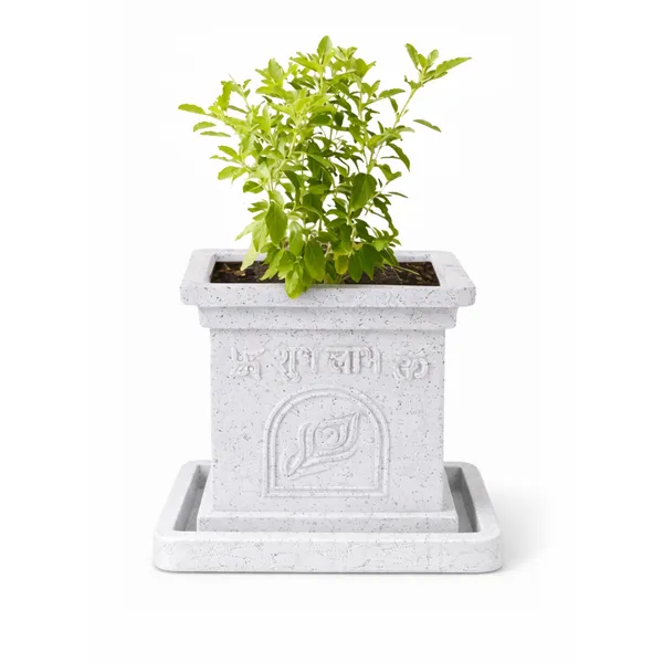 White_Polymer_Premium_Tulsi_Planter_For_Living_Room,_Balcony,_Office
