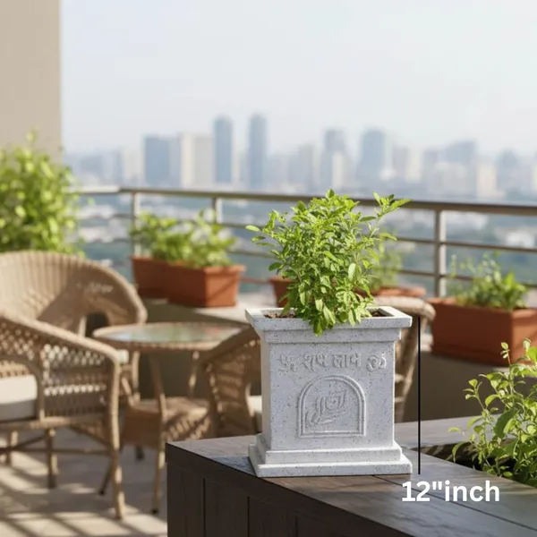 White_Polymer_Premium_Tulsi_Planter_For_Living_Room,_Balcony,_Office
