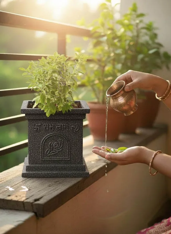 Black_Rotofiber_Tulsi_Planter_For_Home_And_Temple_Courtyards