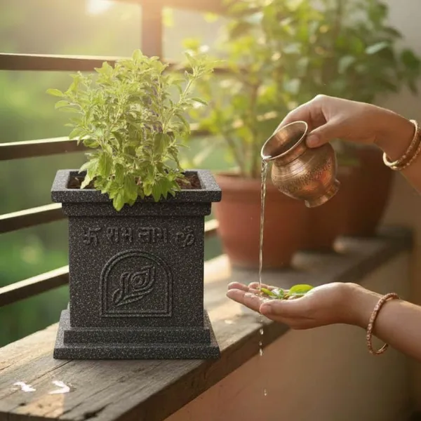 Black_Polymer_Premium_Tulsi_Planter_For_Living_Room,_Balcony,_Office