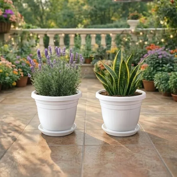 White_Plastic_Premium_Planter_For_Balcony,_Garden_And_Home_Decor