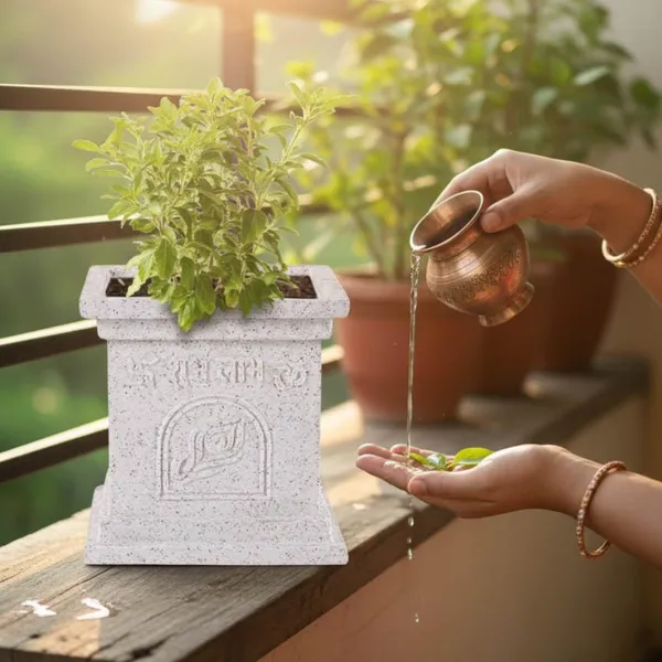 White_Polymer_Premium_Tulsi_Planter_For_Living_Room,_Balcony,_Office