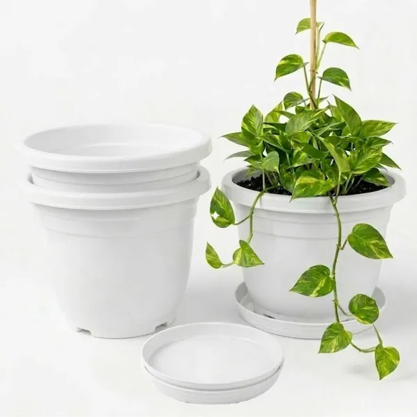 White_Plastic_Premium_Planter_For_Balcony,_Garden_And_Home_Decor