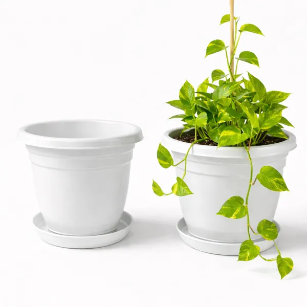 White_Plastic_Premium_Planter_For_Balcony,_Garden_And_Home_Decor