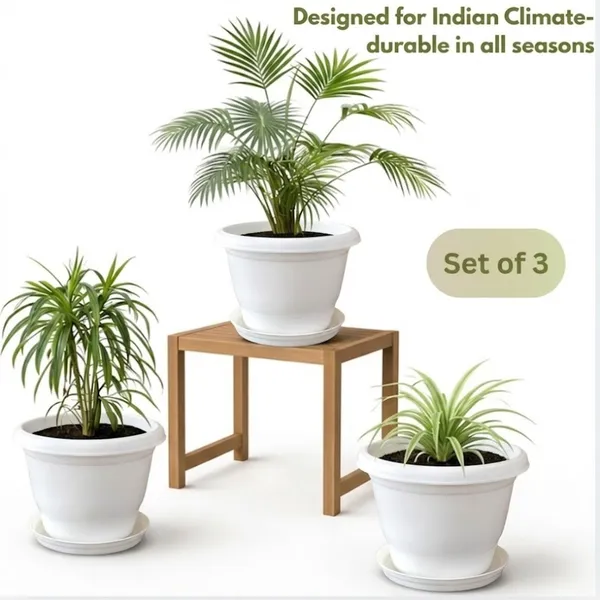 White_Plastic_Premium_Planter_For_Balcony,_Garden_And_Home_Decor