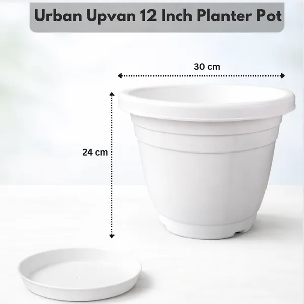 White_Plastic_Premium_Planter_For_Balcony,_Garden_And_Home_Decor