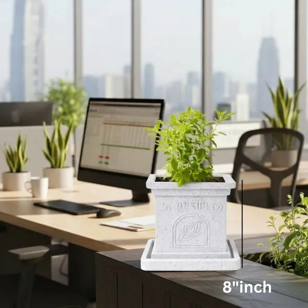 White_Polymer_Premium_Tulsi_Planter_For_Living_Room,_Balcony,_Office