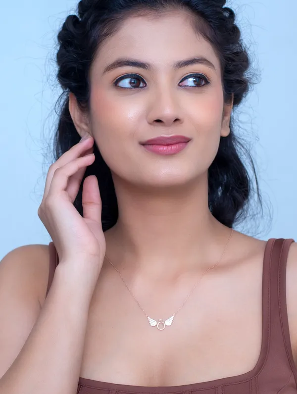 925_Silver_Wing_Necklace_-_White_Zircon