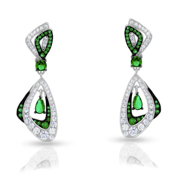 White_Swarovski_Zircon_with_Green_Emerald_in_925_Silver_by_SVADEZI