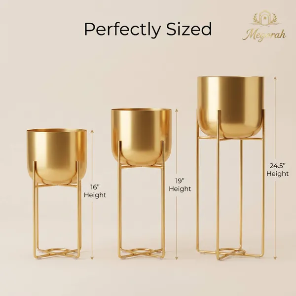 MEGORAH'S_Luxury_Gold_Finish_Metal_Planter_Stand_Set_of_3_for_Indoor_&_Outdoor_Décor