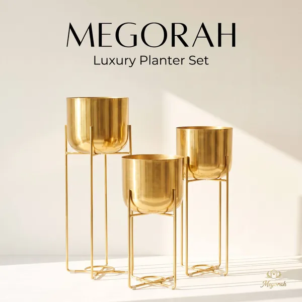 MEGORAH'S_Luxury_Gold_Finish_Metal_Planter_Stand_Set_of_3_for_Indoor_&_Outdoor_Décor