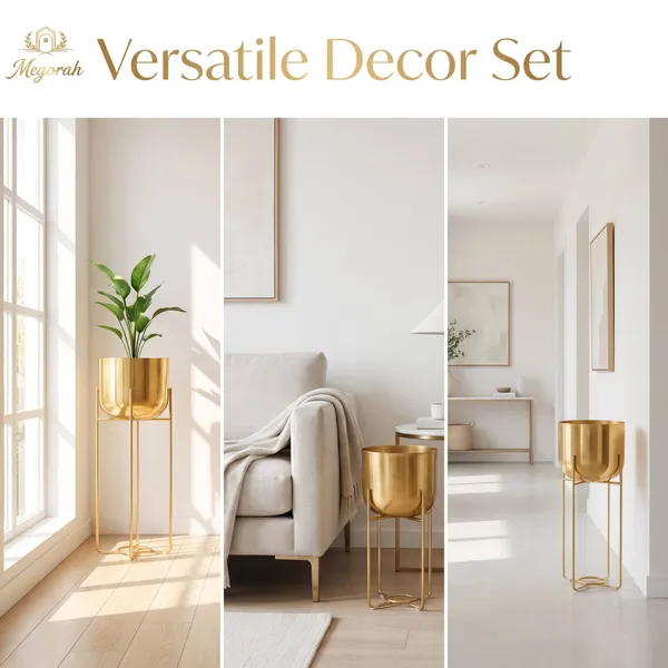 MEGORAH'S_Luxury_Gold_Finish_Metal_Planter_Stand_Set_of_3_for_Indoor_&_Outdoor_Décor