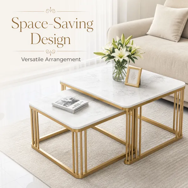MEGORAH_Luxurious_Marble_Finish_Gold_Metal_Nesting_Coffee_Table_Set_|_Modern_Living_Room_Center_Tables_|_Premium_Space-Saving_Nested_Tables_(Set_of_2)