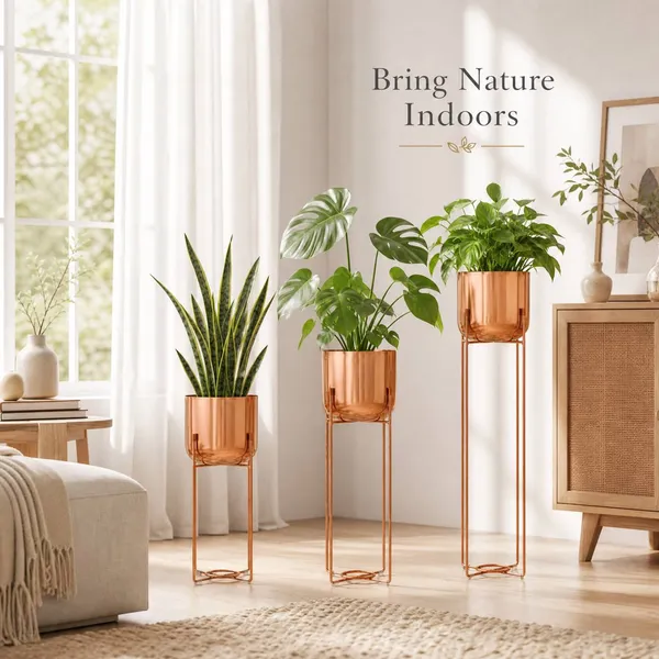 MEGORAH'S_Premium_Copper_Finish_3-Tier_Metal_Planter_Stand_Set_for_Indoor_&_Outdoor_Décor