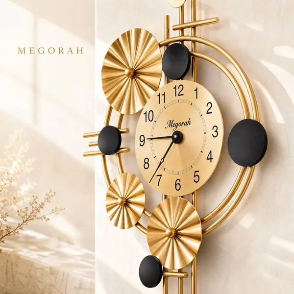 Megorah_Luxury_Gold_&_Black_Designer_Wall_Clock_|_Modern_Decorative_Metal_Wall_Clock_for_Living_Room,_Bedroom_&_Home_Decor