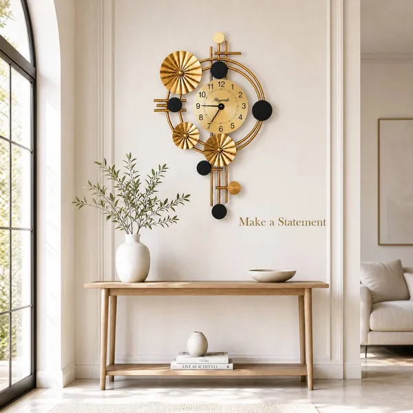 Megorah_Luxury_Gold_&_Black_Designer_Wall_Clock_|_Modern_Decorative_Metal_Wall_Clock_for_Living_Room,_Bedroom_&_Home_Decor