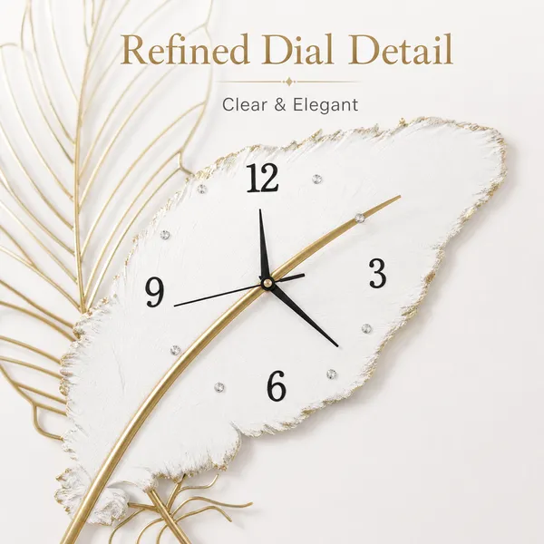 Megorah_Aurelia_Feather_Luxury_Metal_Wall_Clock_–_Modern_Decorative_Wall_Art_for_Living_Room