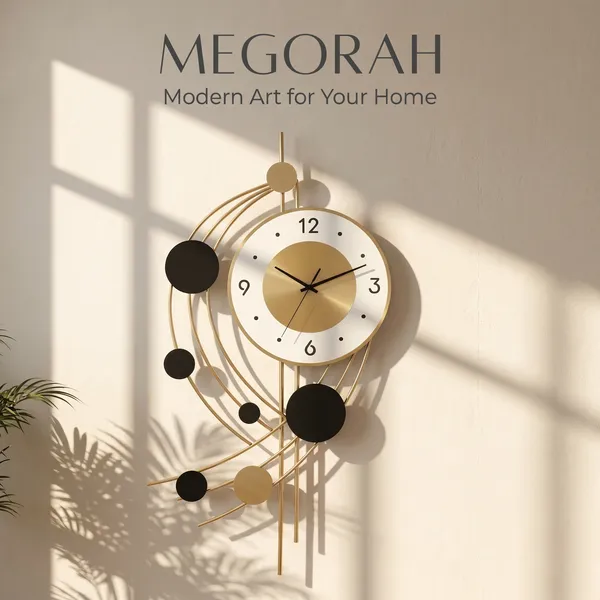 Megorah_Eclipse_Meridian_Metal_Wall_Clock_–_Luxury_Modern_Abstract_Art_Decor
