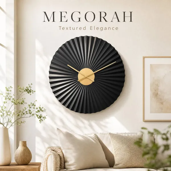Megorah_Auréon_Noir_Luxury_Textured_Wall_Clock