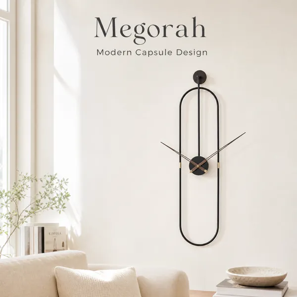 Megorah_Modern_Capsule_Open-Frame_Wall_Clock_–_Matte_Black_Architectural_Decor