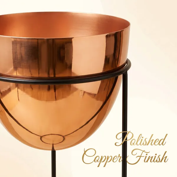MEGORAH'S_Premium_Copper_Metal_Planter_Stand_Set_of_3_with_Black_Frame_|_Modern_Indoor_Plant_Holders