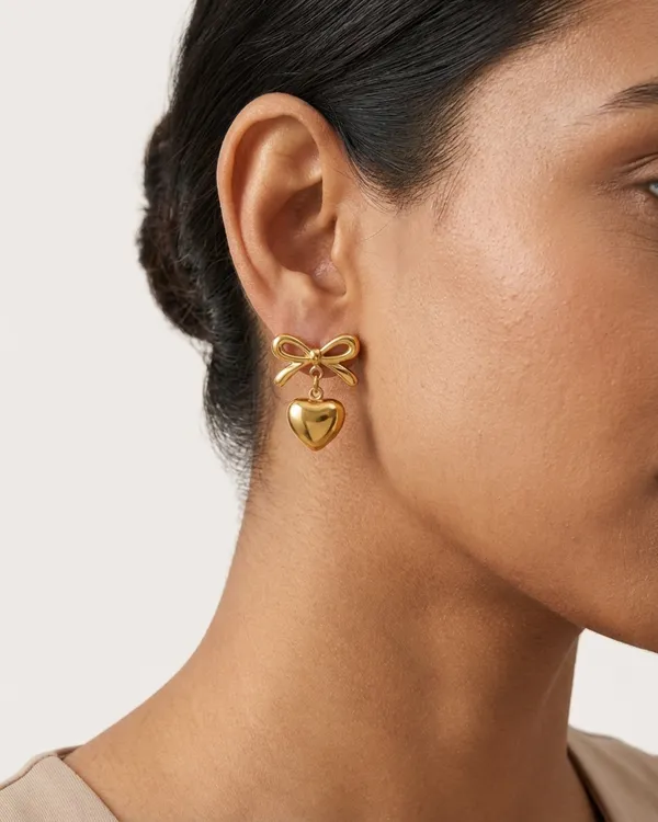 Gold_Plated_Bow_Heart_Drop_Dangle_Earrings_For_Women