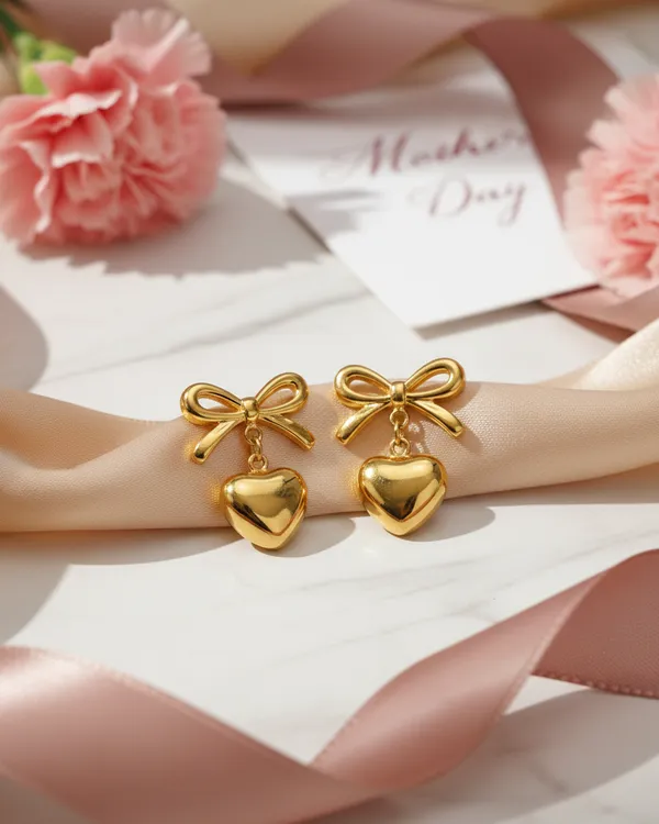 Gold_Plated_Bow_Heart_Drop_Dangle_Earrings_For_Women
