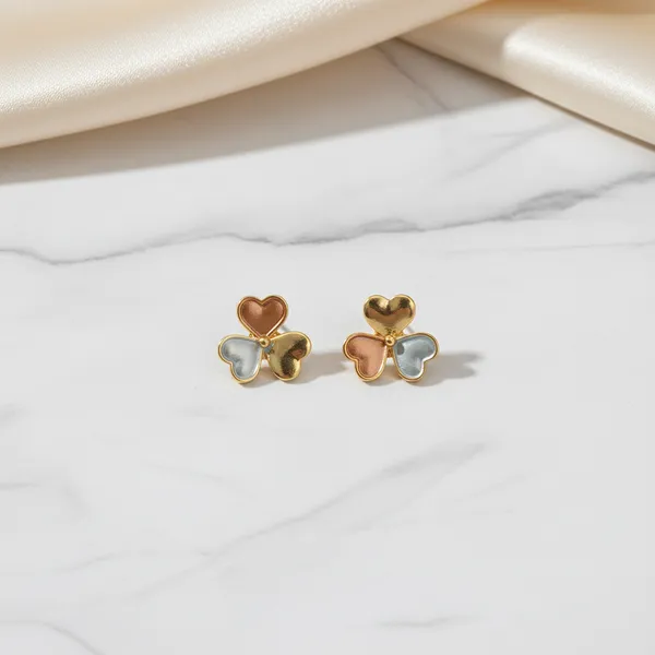 Gold_Plated_Multicolor_Heart_Clover_Love_Stud_Earrings_For_Women