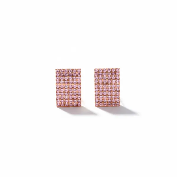 Gold_Plated__Pink_Cz_Rectangle_Pave_Stud_Earrings_For_Women