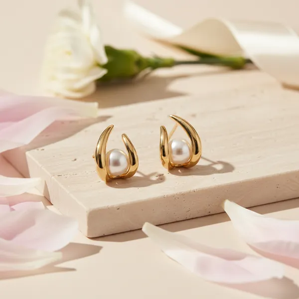 Gold_Plated_Claw_Pearl_Stud_Earrings_For_Women