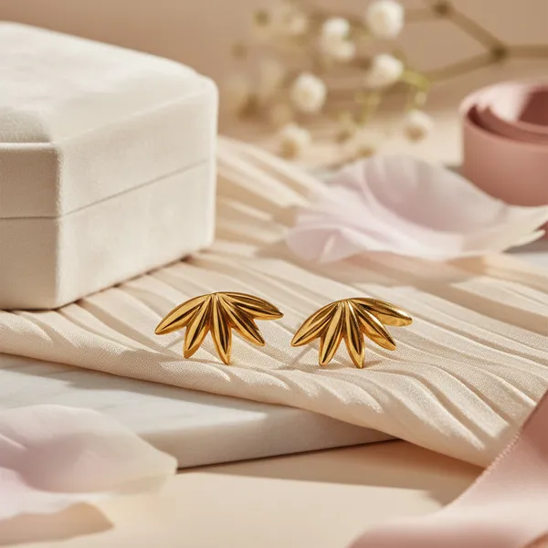 Gold_Plated_Fan_Leaf_Petal_Stud_Earrings_For_Women